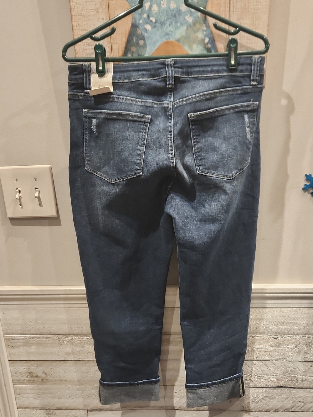 NWT LEE Indigo Riders Distressed Capris Denim Jeans w/Copper Button Sz 12 Avg - Picture 8 of 10